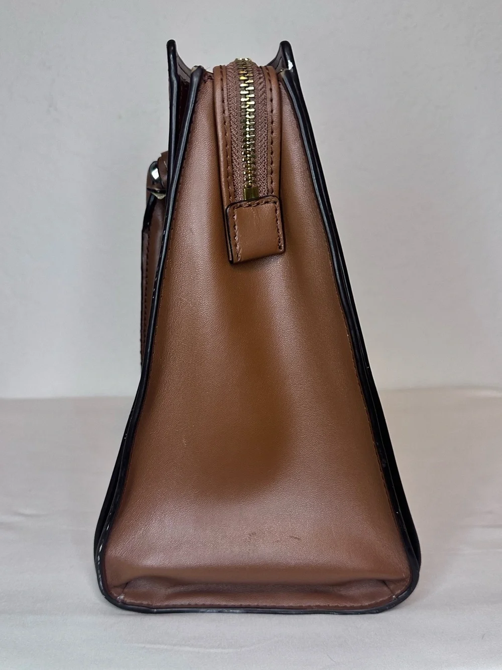 Michael Kors Sutton Medium Saffiano Leather Satchel Brown Gold